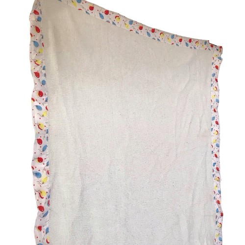 Baby Blanket Waffle Weave Balloon Satin Trim 31x46 Vintage *Read* - Picture 9 of 13