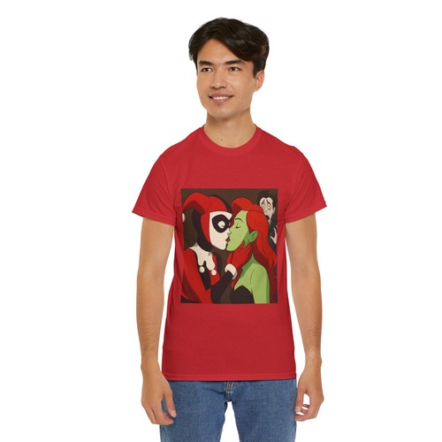 Harley Quinn Poison Ivy Kissing Love Tee Unisex T-Shirt Joker Shocked Batman Ani - Picture 155 of 157