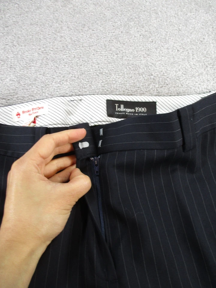 Pantalones de vestir Brooks Brothers rojo polar para mujer 8 pantalones de lana a rayas negros Foto 3 de 4