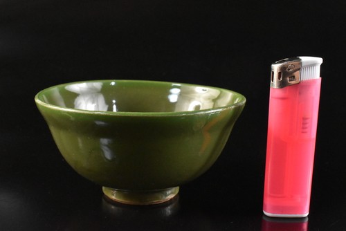 T901: Japanese Old Mino-ware Green glaze Shapely TEA BOWL Chawan Tea Ceremony - Picture 8 of 8