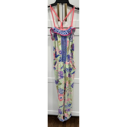 Matilda Jane Floral Jumpsuit Ruffle Trim Pockets Girls Size 14
