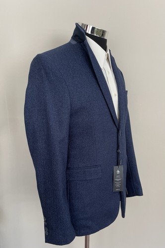 Penguin Mens Two Button Blazer Blue Tweed Wool Cotton Sport Coat Jacket 38R - Picture 3 of 11