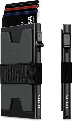 AUTLEY Porta Carte Slim, Portafoglio Pop Up Minimalista per Uomo, Blocco RFID Uomo Wa - Foto 8 di 12