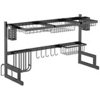 Dish Drainer Rack Black Steel 93cm x 30cm x 52.5cm 2-Tier Over-Sink Modular Plus