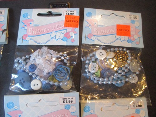 Buttons & Bows--Pink, Blue, Gold, White tones. New! - Picture 3 of 31