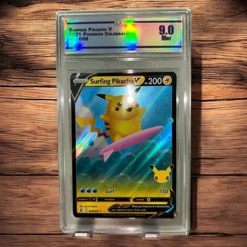 Pokemon TCG Surfing Pikachu V Celebrations 008/025 Holo Ultra Rare NM CGC 9
