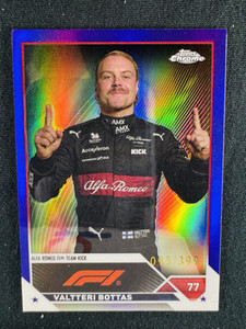 2023 Valtteri Bottas Purple Refractor 95/399 Topps Chrome #36 Formula 1 F1