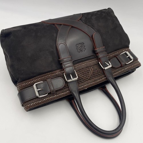 LOEWE Anagram Handbag Tote Nubuck Brown Beads silver hardware - Picture 14 of 24