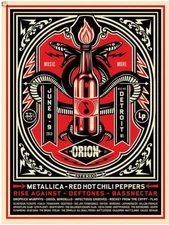 2013 Shepard Fairey Orion Festival Poster – Metallica RHCP Bassnectar – 18x24 SE