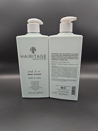 2 Pack Hairitage Mindy McKnight Soak It In Body Lotion Mint & Yuzu 14oz - Picture 2 of 2