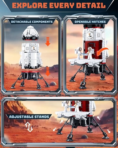 Rocket Building Set with Mars Rover & 5 Astronaut Minifigures, City Space Rocket - Picture 4 of 8