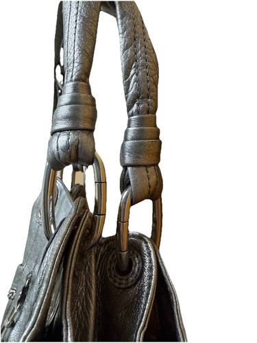 B. Makowsky Purse Hobo Shoulder Bag Large Silver Metallic Chunky Glam Y2K - Picture 8 of 16
