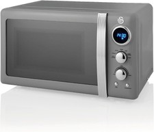 Swan SM22030LGRN Retro LED Digital Microwave with Glass 20L, 800W, Grey