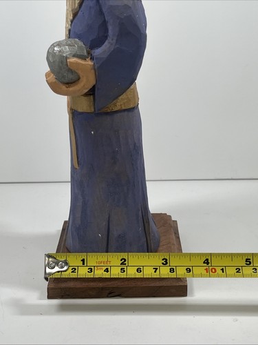 Folk Art Wizard Figure Handcarved Painted Primitive Artist Signed - Picture 11 of 11