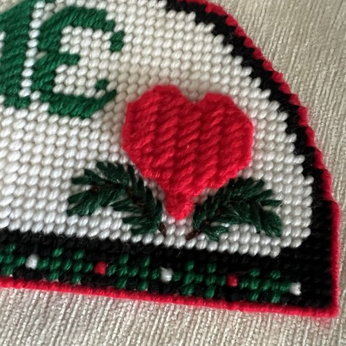 Decorazione porta parete natalizia punto ago benvenuto casa per le vacanze Poinsettia - Foto 6 di 8
