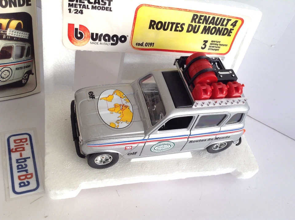 🔥Lot vintage🚗 BBURAGO RENAULT 4 ROUTES DU MONDE 1:24 🍂 SPETTACOLARE 🍂☕ - Immagine 4 di 4