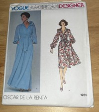 Vintage VOGUE Pattern OSCAR DE LA RENTA 1281 Misses' Dress Size 14 Uncut