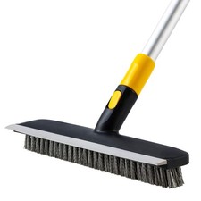 Floor Scrub Brush Telescopic Handle 2 in 1 Scrape Brush Stiff Bristle Shower ...