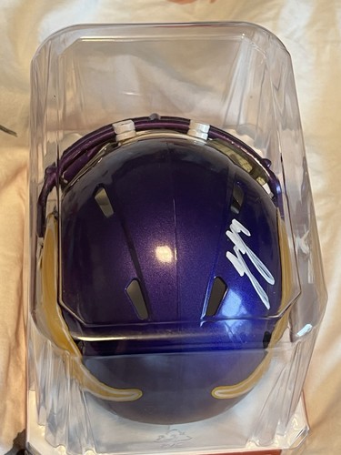 JJ McCarthy Auto Mini Helm handsigniert Beckett zertifiziert Wikinger mit Visier - Bild 5 von 10
