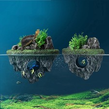Suspended Island Fish Tank Creative Floating Stone Simulation Plants Caverns N -