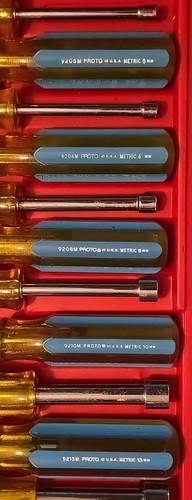 Proto Professional Tools USA 11 Pc METRIC Nut Driver Set 4mm - 14mm Case J9201MB - Picture 2 of 11