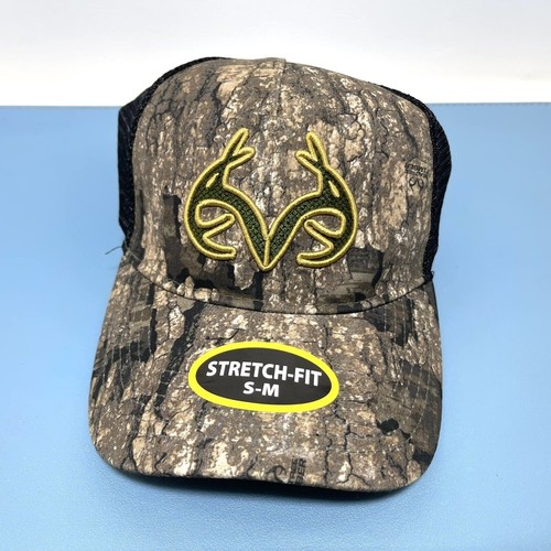 Realtree Timber Camouflage Hat Gold Antler Logo Stretch Fit Size Medium - Picture 8 of 8