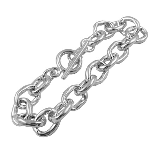 Oval Link 925 Silver Chain Bracelet Hallmarked Chunky Polished Sterling Links - Picture 4 of 6