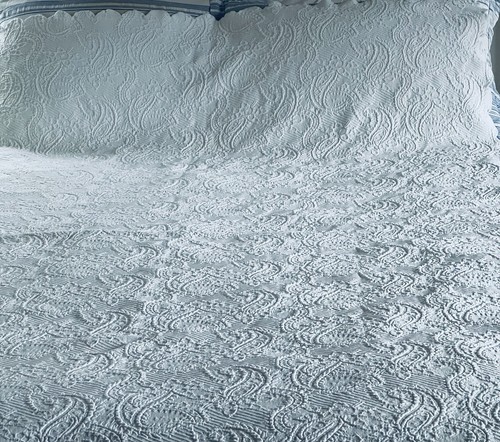 Antique Vintage Crisp White Matisse Embroidered Full Size Coverlet! Elegance! - Foto 8 di 13