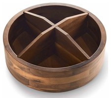 Solid Acacia Wood 12 Lazy Susan with Removable Dividers
