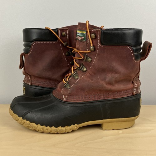 L.L. Bean Women’s Size 8.0 M Goretex Lined Duck Boots Red Leather Lace Up - Picture 3 of 15