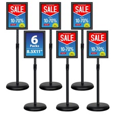 6Packs 8.5x11 Inch Adjustable Pedestal Poster Sign Stand, Heavy Duty Floor St...