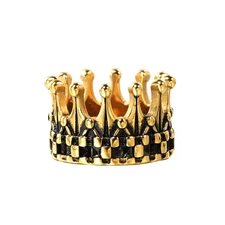 Men Women Royal Kingdom Crowns Ring Stainless Steel Band Punk Cocktail Party