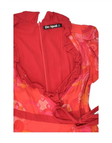 DESIGUAL Womens Wrap Dress EU 40 Medium Red Floral Viscose VA05 - Picture 3 of 3