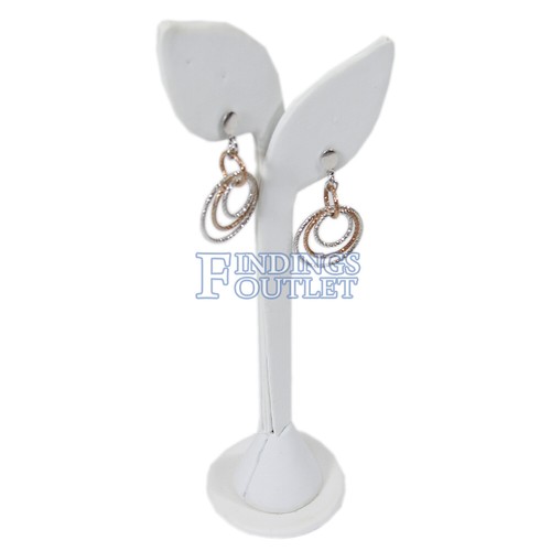 White Faux Leather One Pair Earring Jewelry Display Holder Leaf Style Stand - Picture 3 of 5