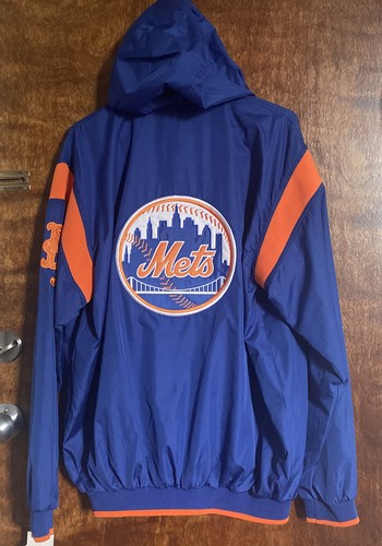 New York Mets Zip Up Windbreaker Jacket Size Medium Large Logo On Back NWT