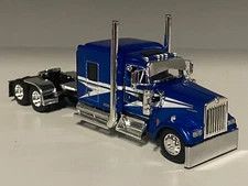 NEW DCP 1/64 BLUE & WHITE STRIPE KENWORTH W900L 72" W/ 310” FRAME