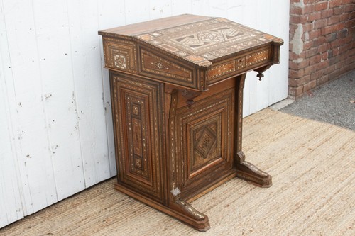 Antique Damascus Marquetry Inlay Secretary - Picture 9 of 16