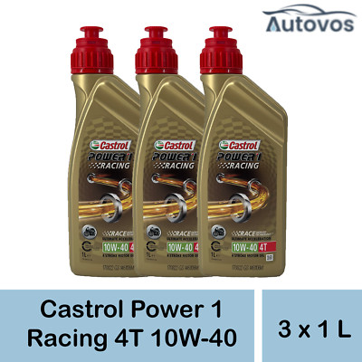 Castrol Power 1 Racing 4T 10W-40 3 x 1 Liter Motoröl Motorrad JASO MA-2 API SN