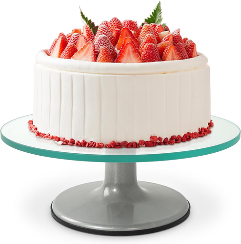 12" Glass Cake Decorating Stand Rotating Revolving Cake Turntable Pastry Holder - Picture 1 of 10