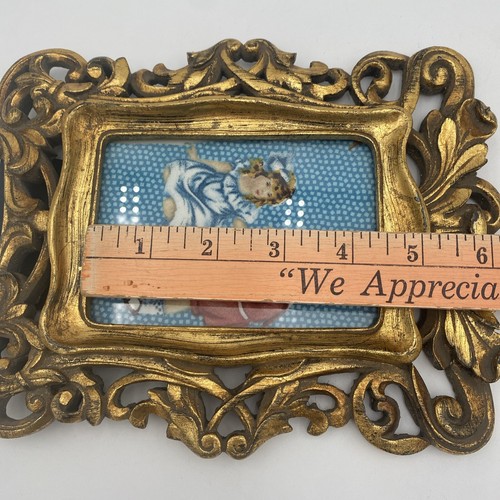 Verzierter Harz Goldrahmen Hollywood Regency Stil 3"x 5" Foto Goldenes Zeitalter Kinder - Bild 13 von 18