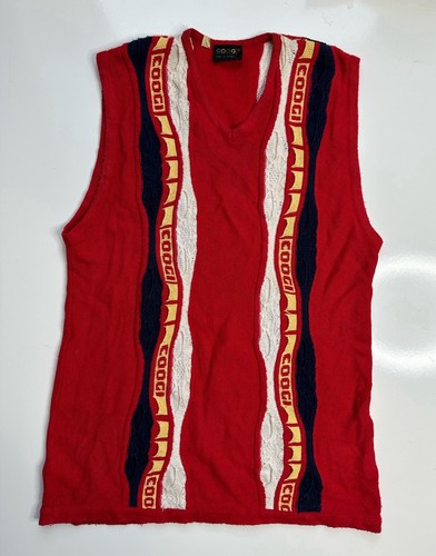 VTG Coogi Australia 3D Red Spellout Sweater Vest Sleeveless / Men’s XXL - Picture 1 of 7