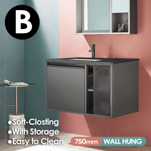 ACA Bathroom Vanity Unit Cabinet Wash Basin Sink Storage Stone Top 750 900mm - Picture 29 of 50