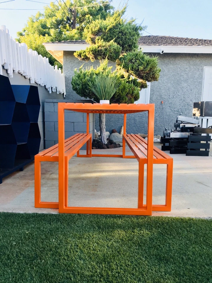 Custom Made Modern / Industrial Steel Dining Table. (outdoor, Backyard, Patio ) - Image 3 of 4