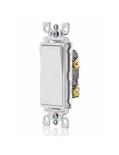 Interruptor de luz silenciosa de CA basculante de un solo polo Leviton Decora 15 Amp (único) - Imagen 1 de 3