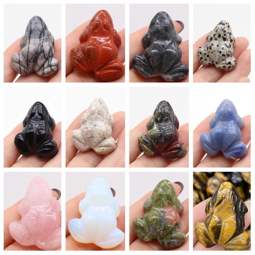 Frog Statue Figurine Natural Stones Hand Carved Ornament Healing Crystal 30x38mm
