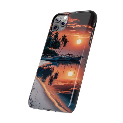 Für iPhone 16 Pro Max, 15, 14, 13-11 Slim Handyhülle Tropical Sunset Strand Cover - Bild 81 von 83