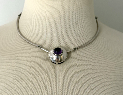 STERLING SILVER AMETHYST CHOKER NECKLACE - Picture 10 of 10
