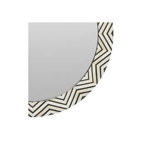 Handmade Bone Inlay Round Mirror Wooden Modern Pattern Furniture Home Décor - Picture 2 of 10