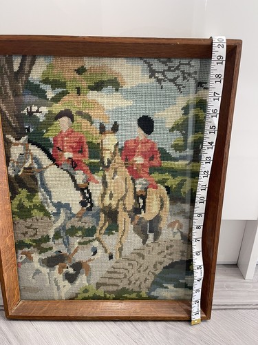 Vtg Original Horse the hunt Hound Hunting English Countryside Needle Point home - Picture 10 of 12