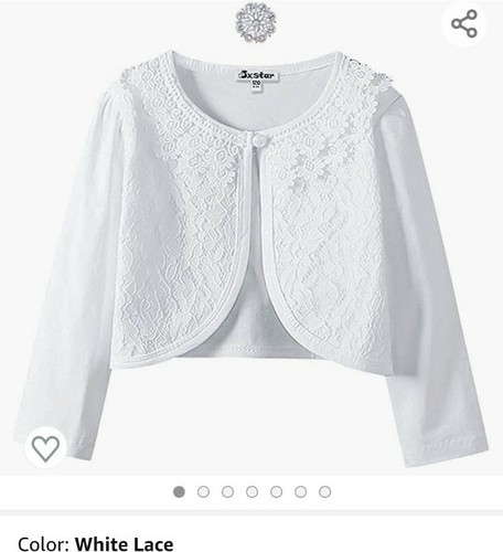 Girls Lace Bolero Shrug Cardigan For Little Girls for Age 10 to 11 - Picture 9 of 12